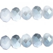 Top Facet kralen 12x8mm disc Half opal white half diamond coating